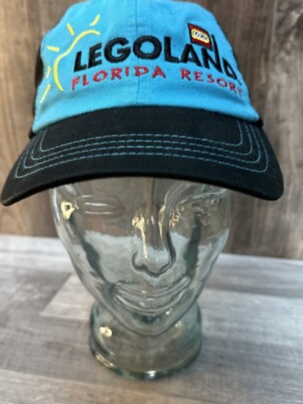 Legoland Florida Resort Hat Teal and Black Hook and Loop Adjustable Embroidred